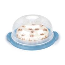 Boleira Plástica com Tampa Transparente 27cm Porta Bolo Redonda Resistente Festa Cozinha Multiuso