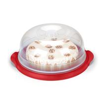 Boleira Plástica com Tampa Transparente 27cm Porta Bolo Redonda Resistente Festa Cozinha Multiuso