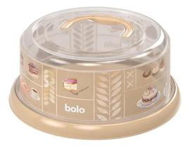 Boleira Plasútil Decorada com Tampa de Rosca Prato de Bolo com Tampa Livre de BPA