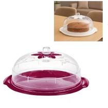 Boleira Porta Bolo 5 Em 1 Cupula Suporte Tampa Prato Paes Sobremesa Confeitaria Lanchonete Padaria Bandeja Multiuso