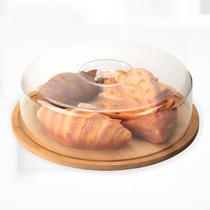 Boleira Porta Bolo Bambu Com Tampa Acrílica Circular 28cm - Dolce Home