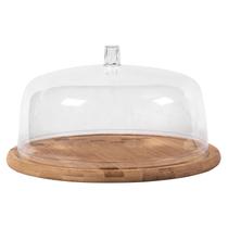 Boleira / porta bolo bambu linha sense com tampa acrílico ou