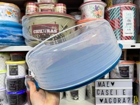 Boleira/Porta Bolo Redondo com Base Azul - Tupperware