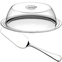 Boleira Porta Bolo Tampa Espátula Prato Inox Tramontina Kit
