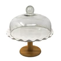 Boleira Porta Bolos Base Cerâmica Tampa Vidro Bandeja Suporte Alimentos Prato Bailarina Pedestal Bolos Confeitaria Cozinha Boleira Porta Bolos Base Cerâmica Tampa Vidro Bandeja Suporte Alimentos Prato Bailarina Pedestal Bolos Confeitaria Cozinha