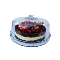 Boleira Porta Bolos Tortas Queijos Com Tampa Cúpula Glamour 26 cm Sobremesas Mesa Posta Acrílico Plasútil Torteira Transparente