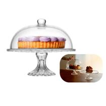 Boleira Prato de Bolo 31cm Todo em Cristal Diamond Mesa Posta Lyor Cafeteria, Padaria