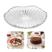 Boleira Prato Porta Bolo de Vidro Transparente Liso Resistente Milan 29cm Em Casa Tem