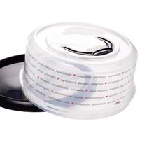 Boleira Redonda c/ Alça Transporte e Fechamento Rosca Decoração Coração Porta Bolo Plasutil