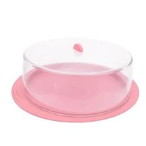 Boleira Tampa Acrílica Transparente Prato Porta Bolo Confeitaria Doces Torta Elegante Resistente