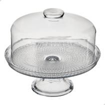 Boleira Transparente Com Tampa De Vidro Prato Com Pé Vitazza