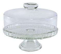 Boleira Vidro Prato Para Bolo Com Pedestal Colonial G 28cm