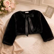 Bolero casaquinho Infantil Menina Pelúcia Luxo Inverno Cor:PretoTamanho:8Y Bolero casaquinho Infantil Menina Pelúcia Luxo Inverno Cor:PretoTamanho:8Y