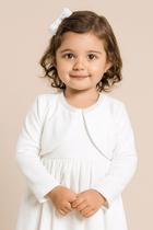 Bolero Infantil Branco bordado com Pérolas Batizado Papilloo