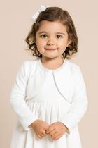 Bolero Infantil Branco bordado com Pérolas Batizado Papilloo