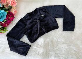 Bolero Infantil Preto Peluciado para Meninas em Festa