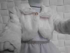 Bolero Pele Branco Batizado Bebê menina 3/6 meses