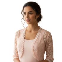 Bolero Rosa de Renda para Noiva Elegante Sofisticado Festa Bolero Rosa de Renda para Noiva Elegante Sofisticado Festa