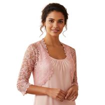 Bolero Rosa Escuro de Renda para Noiva Elegante Sofisticado - Bolero Rosa Escuro de Renda para Noiva Elegante Sofisticado -