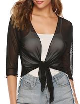 Bolero Shrug Aiboria para mulheres plus size, preto cortado