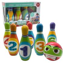 Boliche Infantil Macio 6 Pinos e 1 Bola Brinquedo Bebe Soft Jogo Interativo