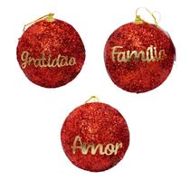 Bolinha de Natal Glitter c/ Palavras 10 cm- Multiart Bolinha de Natal Glitter c/ Palavras 10 cm- Multiart
