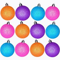 Bolinha de Natal Glitter Coloridas c/ 12 Peças 6cm Bolinha de Natal Glitter Coloridas c/ 12 Peças 6cm