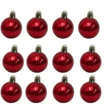 Bolinha de Natal Lisa Perolada c/ 12 Peças 4cm- Vermelho- Chibrali VERMELHO