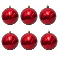 Bolinha de Natal Lisa Perolada c/ 6 Peças 8cm- Vermelho- Chibrali VERMELHO