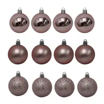 Bolinha de Natal Mix de Modelos c/ 12 Peças 5cm- Rose Gold- Chibrali