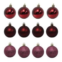 Bolinha de Natal Mix de Modelos c/ 12 Peças 5cm-Vinho- Chibrali VINHO