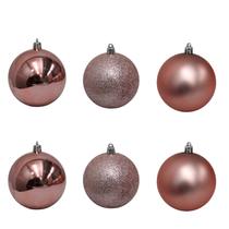 Bolinha de Natal Mix de Modelos c/ 6 Peças 8cm- Rose Gold - Chibrali Bolinha de Natal Mix de Modelos c/ 6 Peças 8cm- Rose Gold - Chibrali