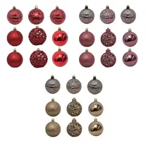 Bolinha de Natal Mix de Modelos c/ 9 Peças 6cm-Cores Sortidas- Chibrali VERMELHO