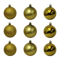 Bolinha de Natal Mix de Modelos c/ 9 Peças 6cm- Dourado - Chibrali