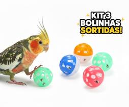 Bolinha Interativa com Guizo para Passarinhos Ideal para Calopsitas 3 unidades