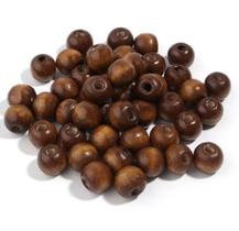 Bolinha Madeira 10mm Com Furo e Brilho 100 Peças Miçanga DIY