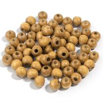 Bolinha Madeira 10mm Com Furo e Brilho 100 Peças Miçanga DIY Bolinha Madeira 10mm Com Furo e Brilho 100 Peças Miçanga DIY