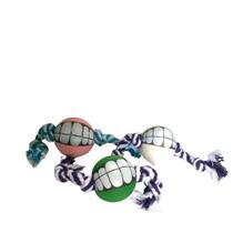 Bolinha pequena com sorriso e corda algodão brinquedo para pets Bolinha pequena com sorriso e corda algodão brinquedo para pets