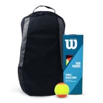Bolinhas de beach tennis 3un da Wilson e mochila raqueteira preta da Pista e Campo