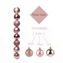 Bolinhas Enfeite de Natal Árvore Tubo Glitter, Fosca e Lisa Sortida 15 UND 3CM Pequena