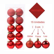 Bolinhas Enfeite de Natal Árvore Tubo Glitter, Fosca e Lisa Sortida 15 UND 3CM Pequena Bolinhas Enfeite de Natal Árvore Tubo Glitter, Fosca e Lisa Sortida 15 UND 3CM Pequena