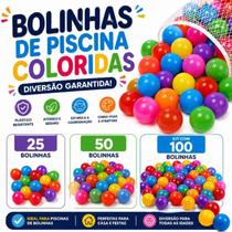 Bolinhas para Piscina Infantil Coloridas 25 50 ou 100 Unidades Plástico Resistente Atóxico Bolinhas para Piscina Infantil Coloridas 25 50 ou 100 Unidades Plástico Resistente Atóxico