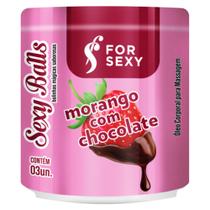 BOLINHAS SEXY BALLS BEIJÁVEIS MORANGUETE COM 3 UNIDADES FOR SEXY - (03 itens)