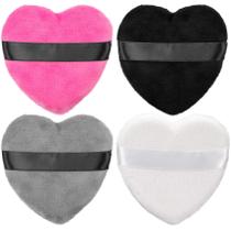 Bolinhos de maquiagem OIIKI Love Shape com alça, algodão em pó, 4 peças