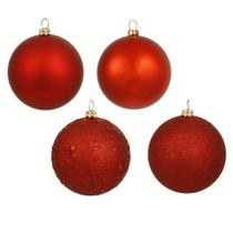 Bolitas Navideñas Vickerman con Acabado de Lentejuelas Rojas, Paquete de 4 Bolitas Navideñas Vickerman con Acabado de Lentejuelas Rojas, Paquete de 4