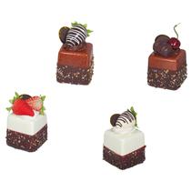 Bolo artificial XFJYMXDM Cupcake realista de chocolate e frutas x4 Bolo artificial XFJYMXDM Cupcake realista de chocolate e frutas x4