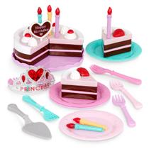 Bolo de aniversário de brinquedo Battat Play Circle com pratos e velas Bolo de aniversário de brinquedo Battat Play Circle com pratos e velas