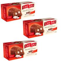 Bolo de Chocolate com Coco Linha Premium Coberto 3 Unidades!
