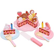Bolo de festa de aniversário Wooden Play Food Toys para cria