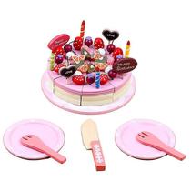 Bolo de festa de aniversário Wooden Play Food Toys para cria Bolo de festa de aniversário Wooden Play Food Toys para cria